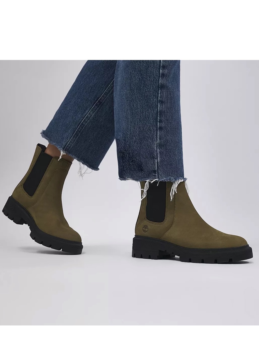 Timberland Cortina Valley Lug Sole Chelsea Boot NWT Suede Military Olive Sz 9